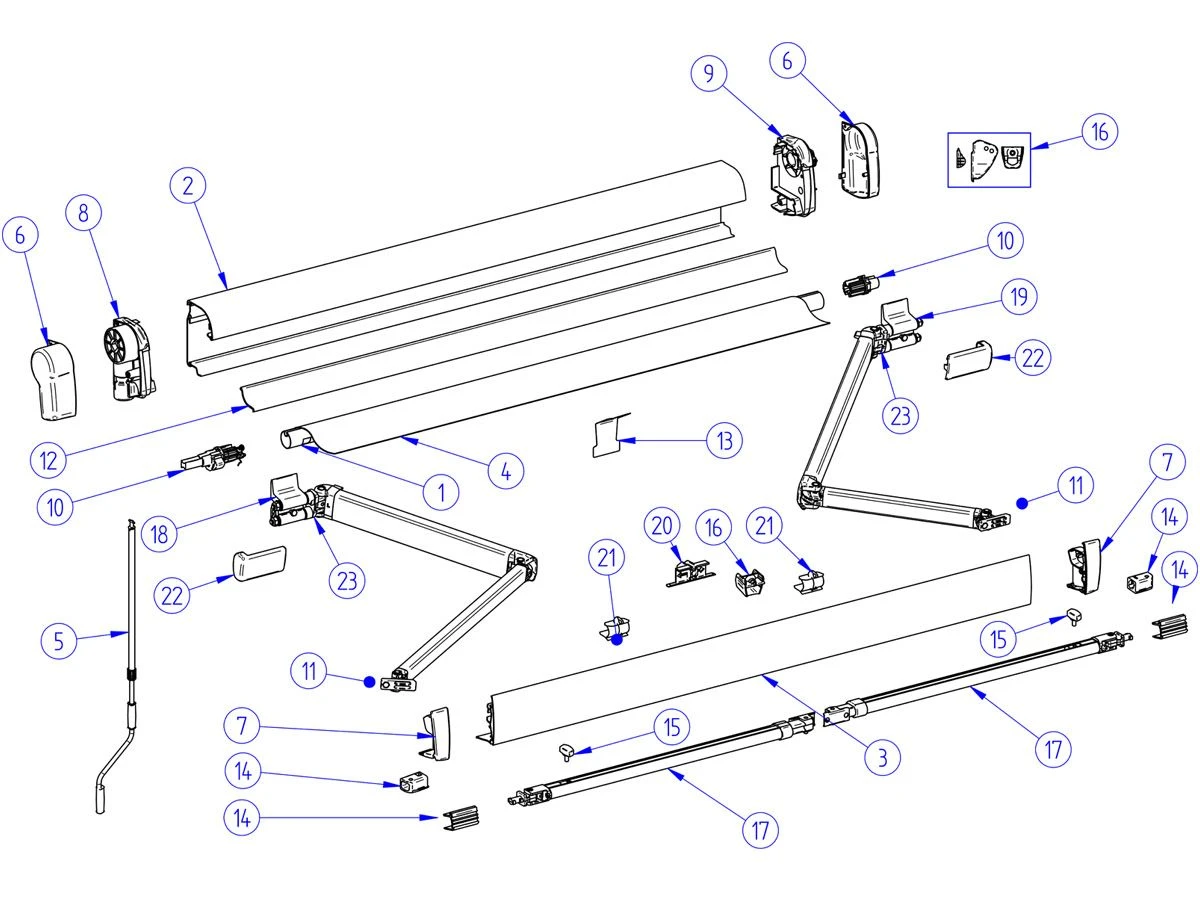 Thule Omnistor Binnenkap & Opdraaimechanisme Links 4900 Wit 4 Thule Omnistor Binnenkap & Opdraaimechanisme Links 4900 Wit - Afbeelding 2
