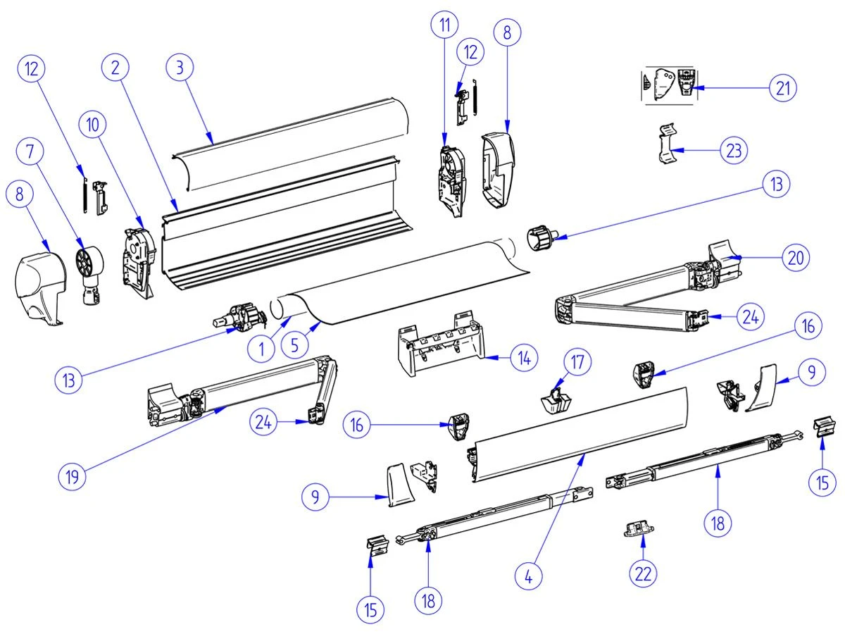 Thule Omnistor Set Eindkappen Cassette 5003 Aluminium 4 Thule Omnistor Set Eindkappen Cassette 5003 Aluminium - Afbeelding 2